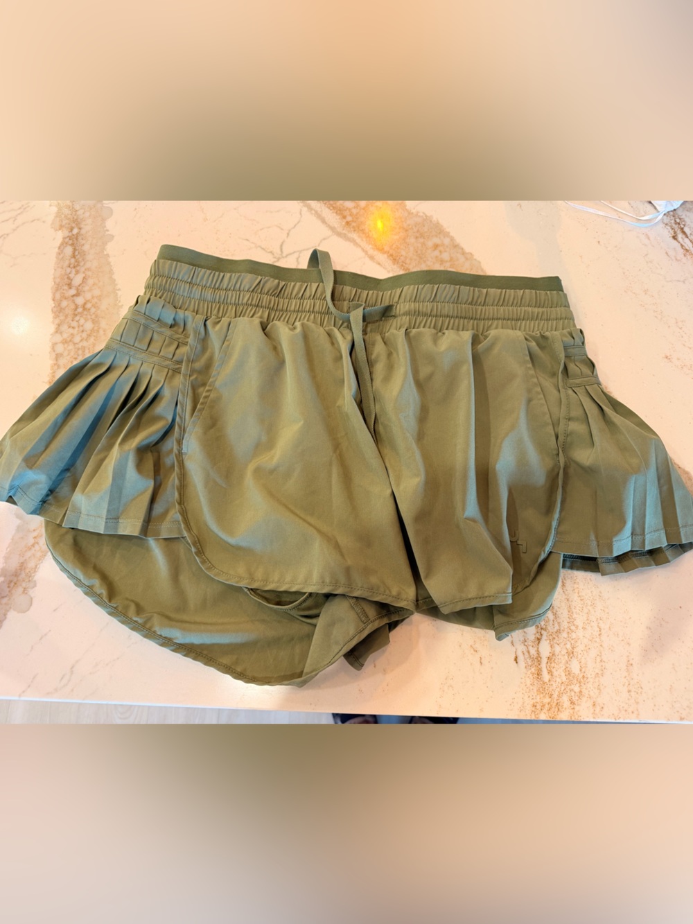 JoyLab Olive Green Pleated Athletic Skort with Drawstring